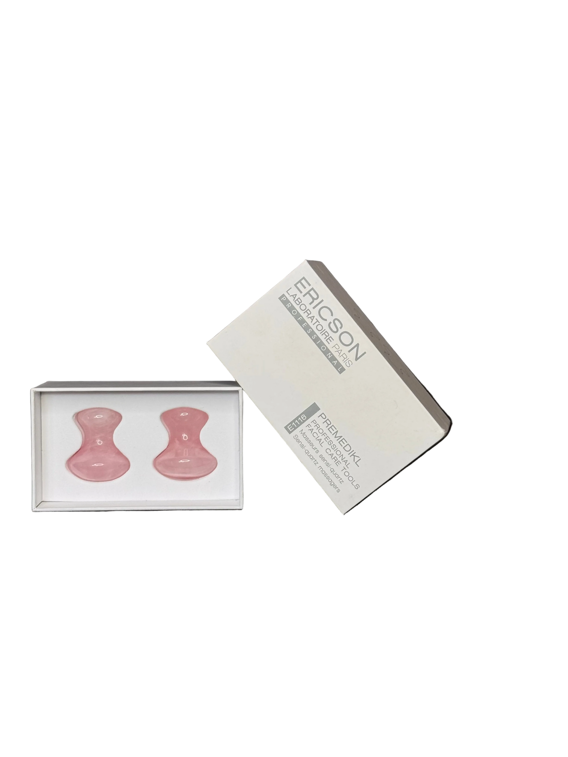 Ericson SENSI-QUARTZ massager set in pink, shown with its white retail packaging